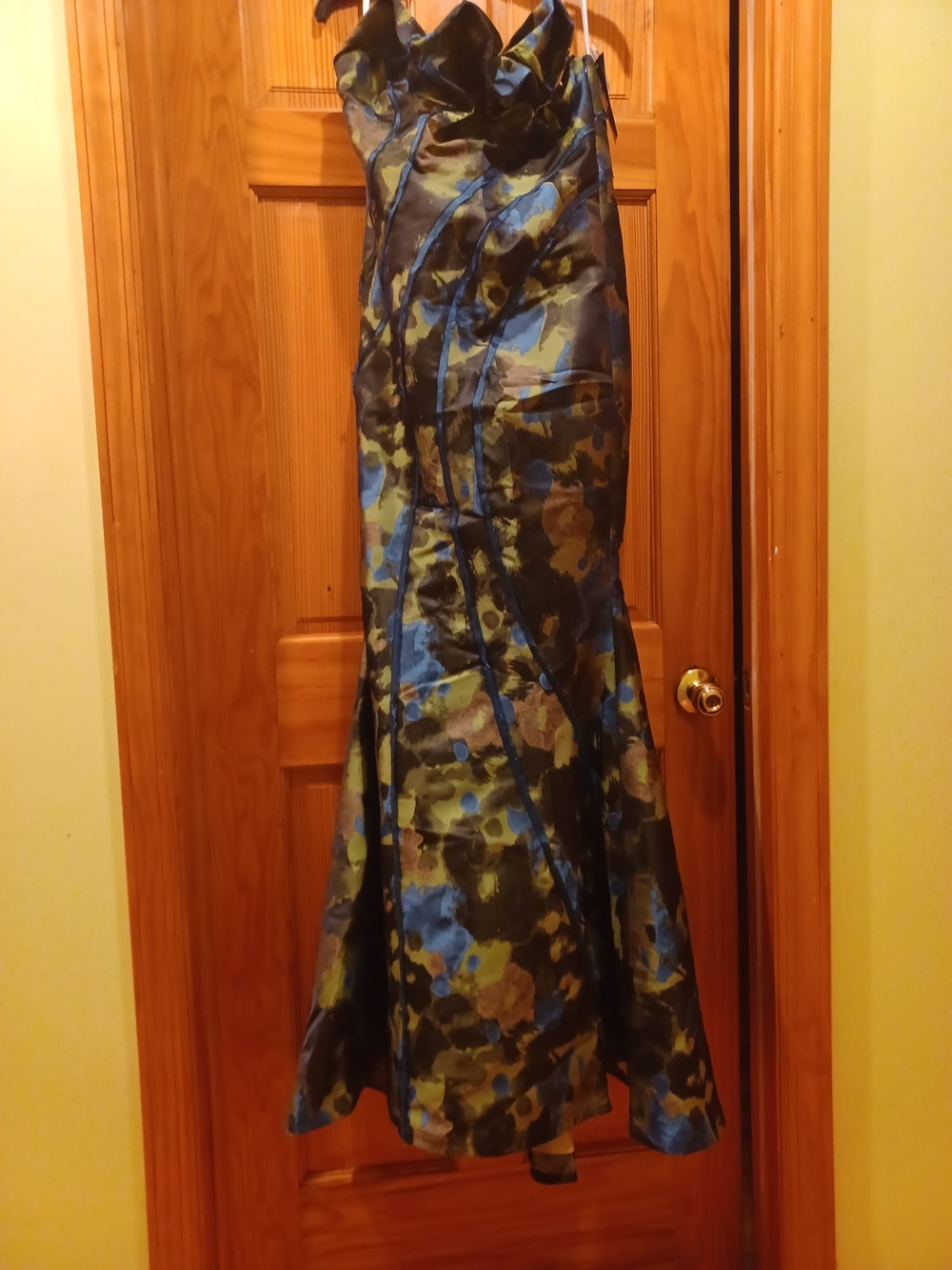 Jovani Blue and Green Floral Dress